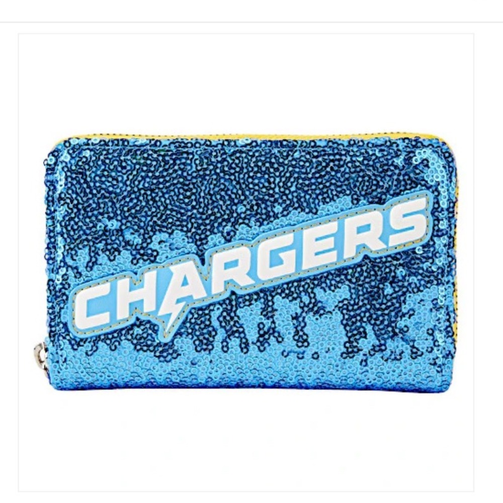 Loungefly NFL LA Chargers Blue Sequin Zip Around Wallet Purse
 New‎ With Tags